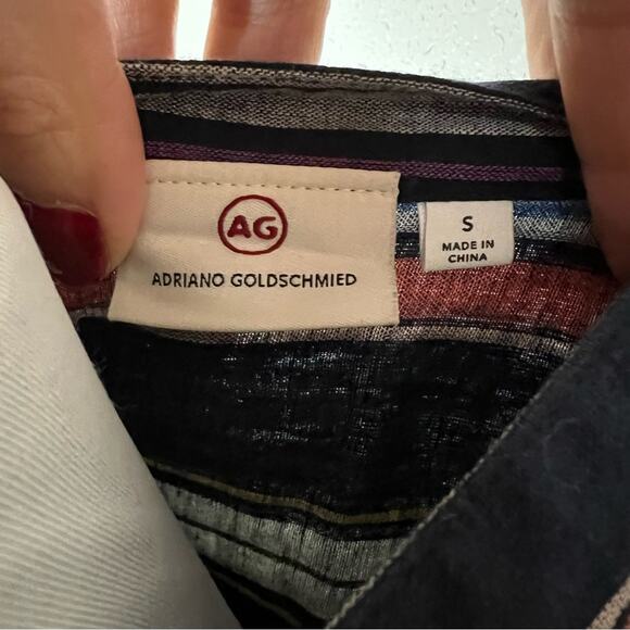 AG Adriano Goldschmied Jett linen cotton striped button mini shirtdress SMALL - Picture 10 of 12